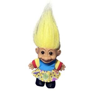 Russ Troll Doll Yellow Hair Lucky Charm Toy Collectible Figure 5 in Vtg
